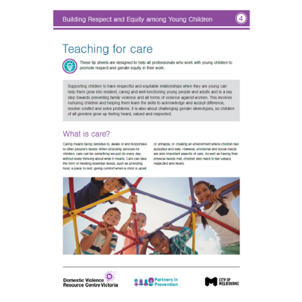 Building Respect and Equity Among Young Children Series – Teaching for care