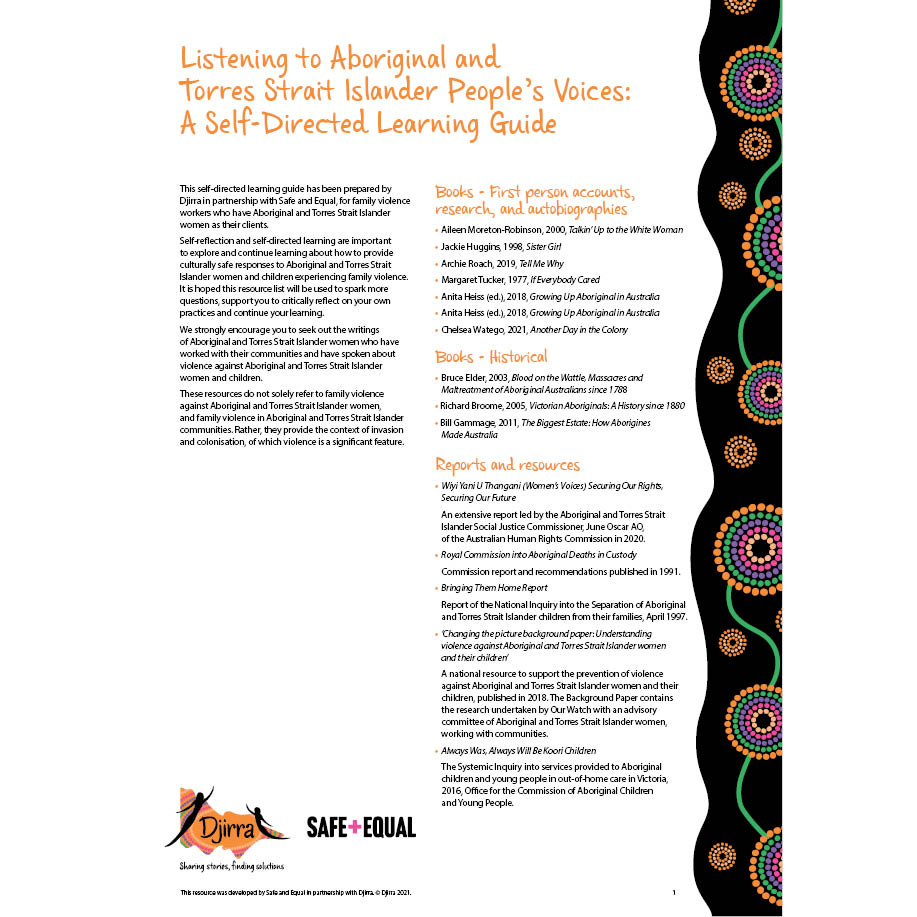 Listening to Aboriginal and Torres Strait Islander People’s Voices: A Self-Directed Learning Guide